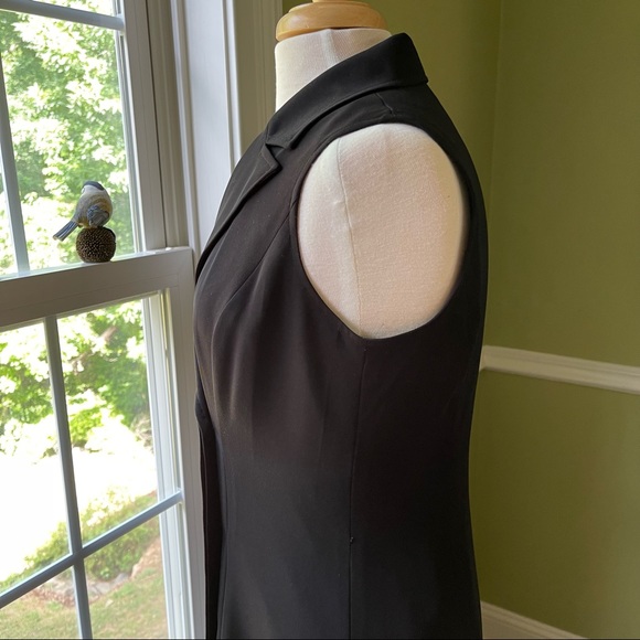 Jones New York Collared Black Button Front Sleeveless Shirt Dress - Picture 4 of 6